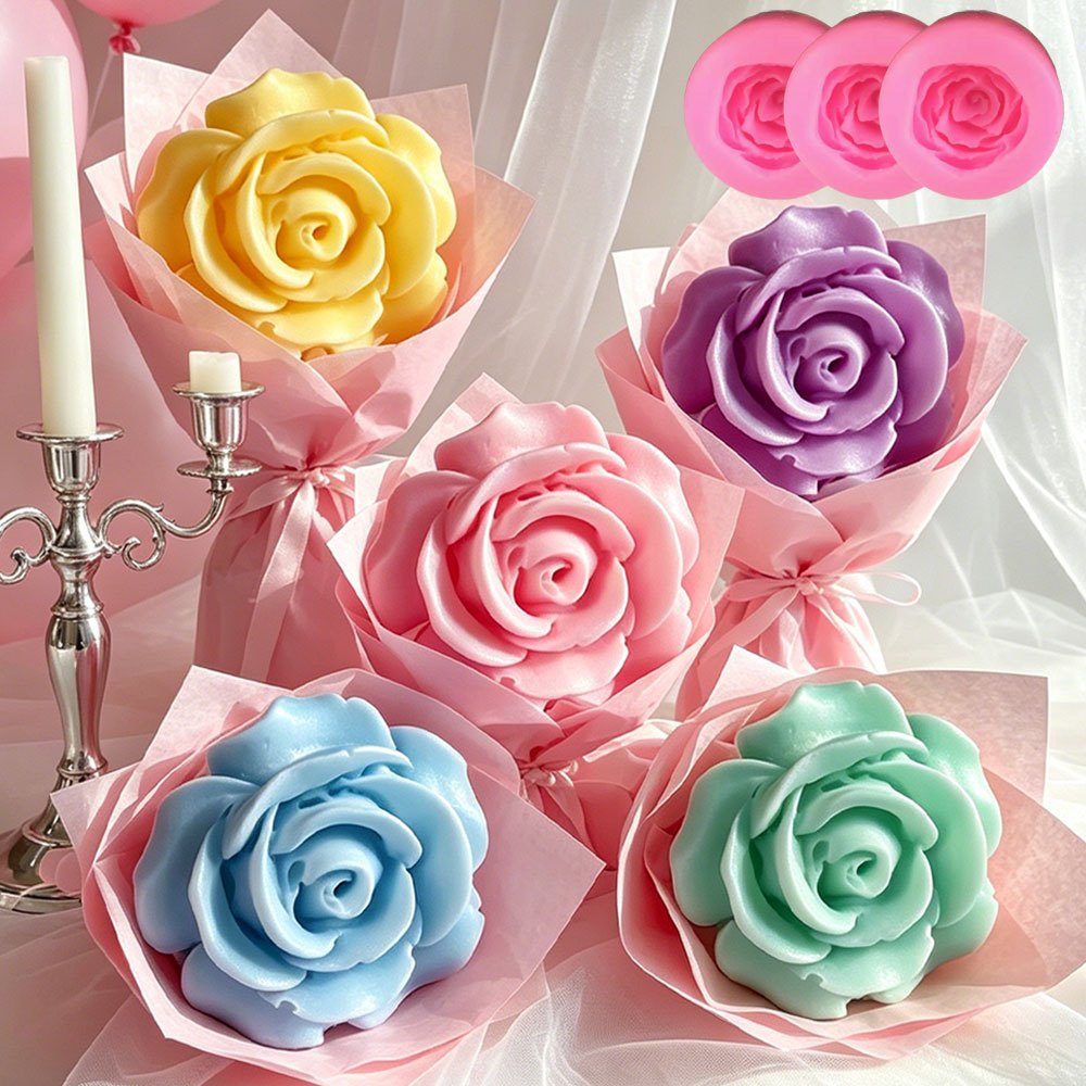 Soap Making Kit Amazon - 3pcs 3D Rose Flower Silicone Mold